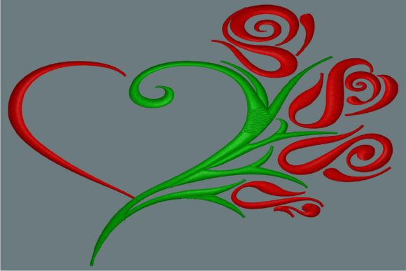 Heart and Roses Embroidery Design
