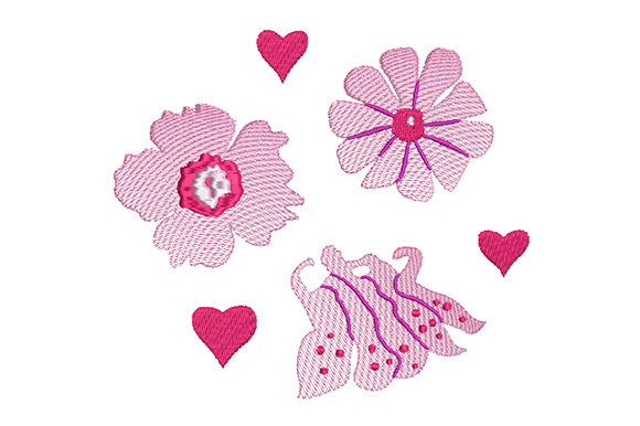 Pink Flowers with Hearts