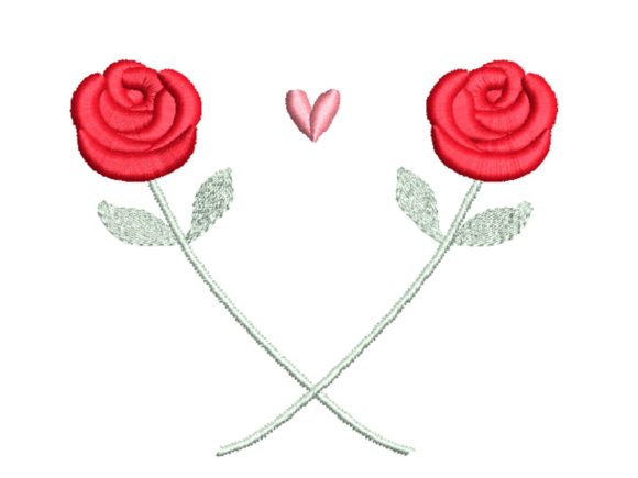 Roses and Heart Embroidery Design