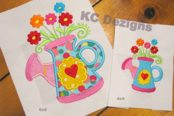 Spring Can with Flowers Applique